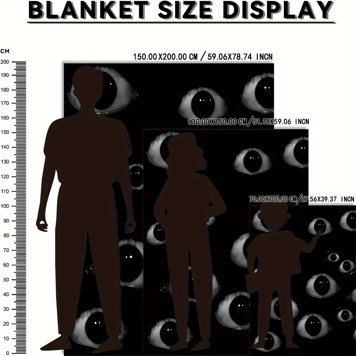 Cozy Flannel Throw Blanket with Eye Pattern for Couch Bed and Camping