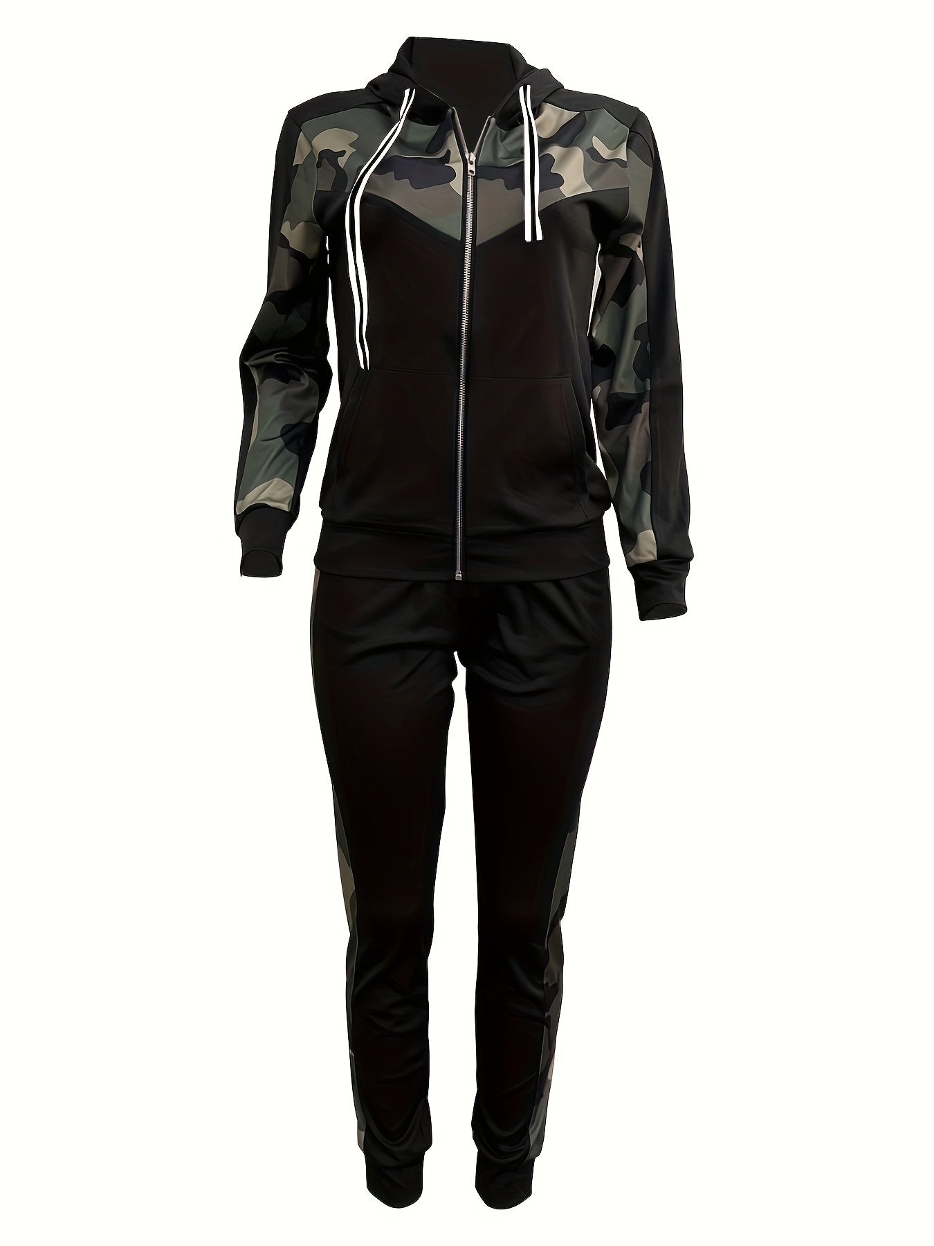 Conjunto de pantalones jogger de camuflaje para hombres y mujeres, poliéster, camuflaje, otoño e invierno, ropa deportiva casual