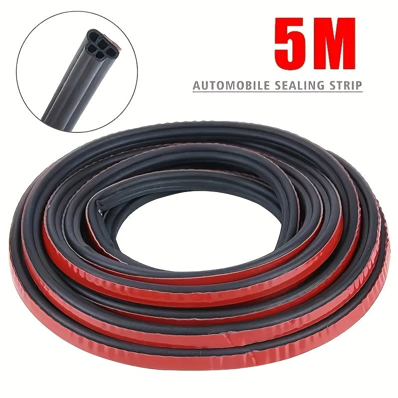 Car Door Trunk Seal Strip Black Red Rubber Soundproof Weatherstripping 5M