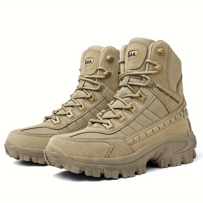Men's High-Top Hiking Boots Durable Non-Slip Lace-Up Outdoor Sports All-Season