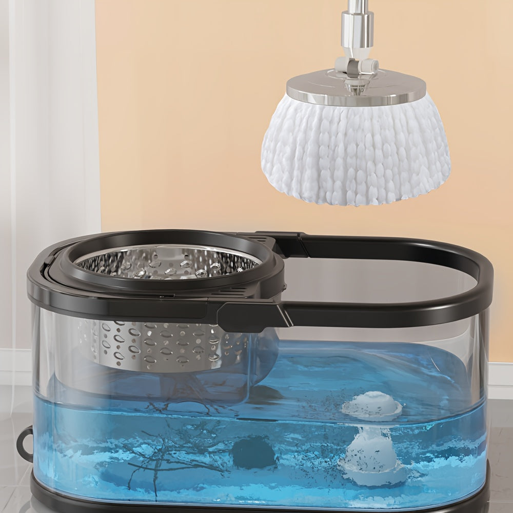 Spin Mop and Bucket Set with 2 Mop Pads, Rotating Floor Mop for Wet and Dry Cleaning