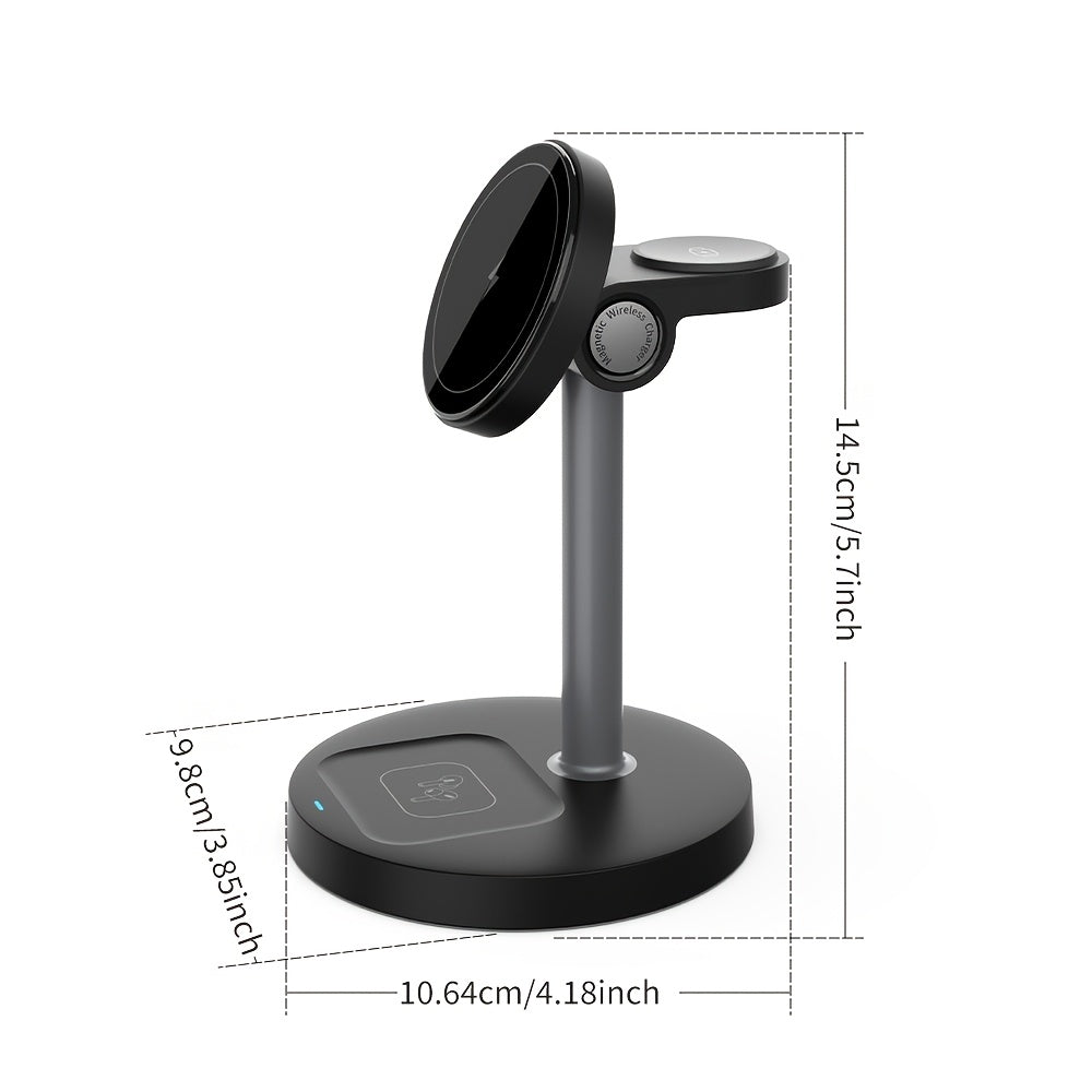 15W Magnetic Wireless Charger Stand for iPhone 12-16 Series with Adjustable Angle and Heat Dissipation Vents