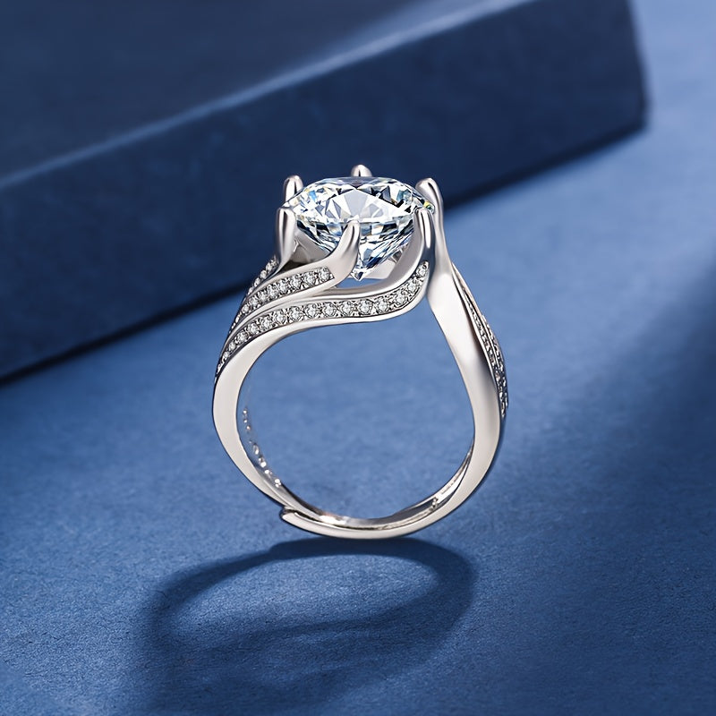 5 Carat Moissanite Engagement Ring for Women Round Cut Secure 6 Prong Wedding Jewelry