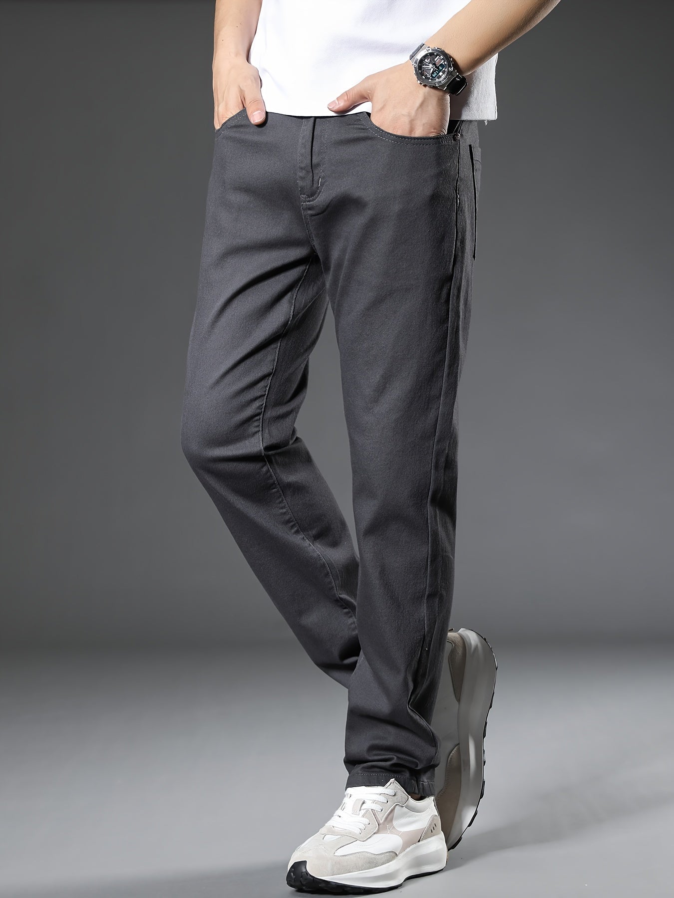 Мужские узкие черные эластичные джинсы из денима, повседневные прямые брюки, весна-осень