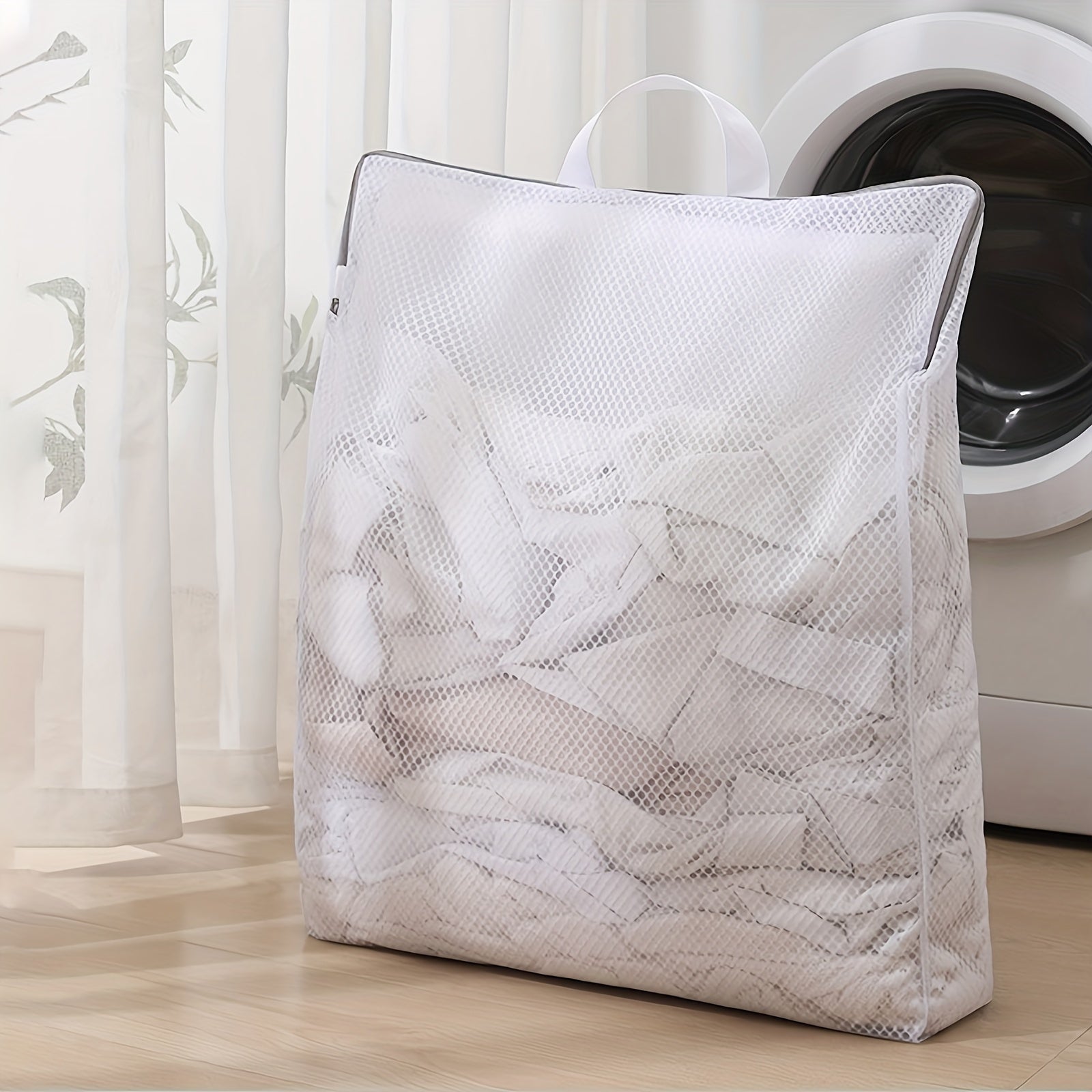 Bolsa de lavado de tela tejida para delicados con cremallera organizador de almacenamiento de malla de poliéster