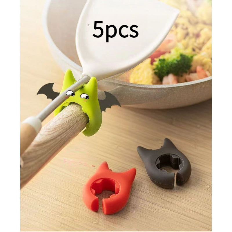 Plastik spatula ushlagichi qiziq shayton dizayni bilan - teshiksiz pishirish spatulasini qo'yish, to'kilmas idish ushlagichi, oshxona uchun asboblar saqlash tokchasi, yig'ishsiz foydalanishga tayyor