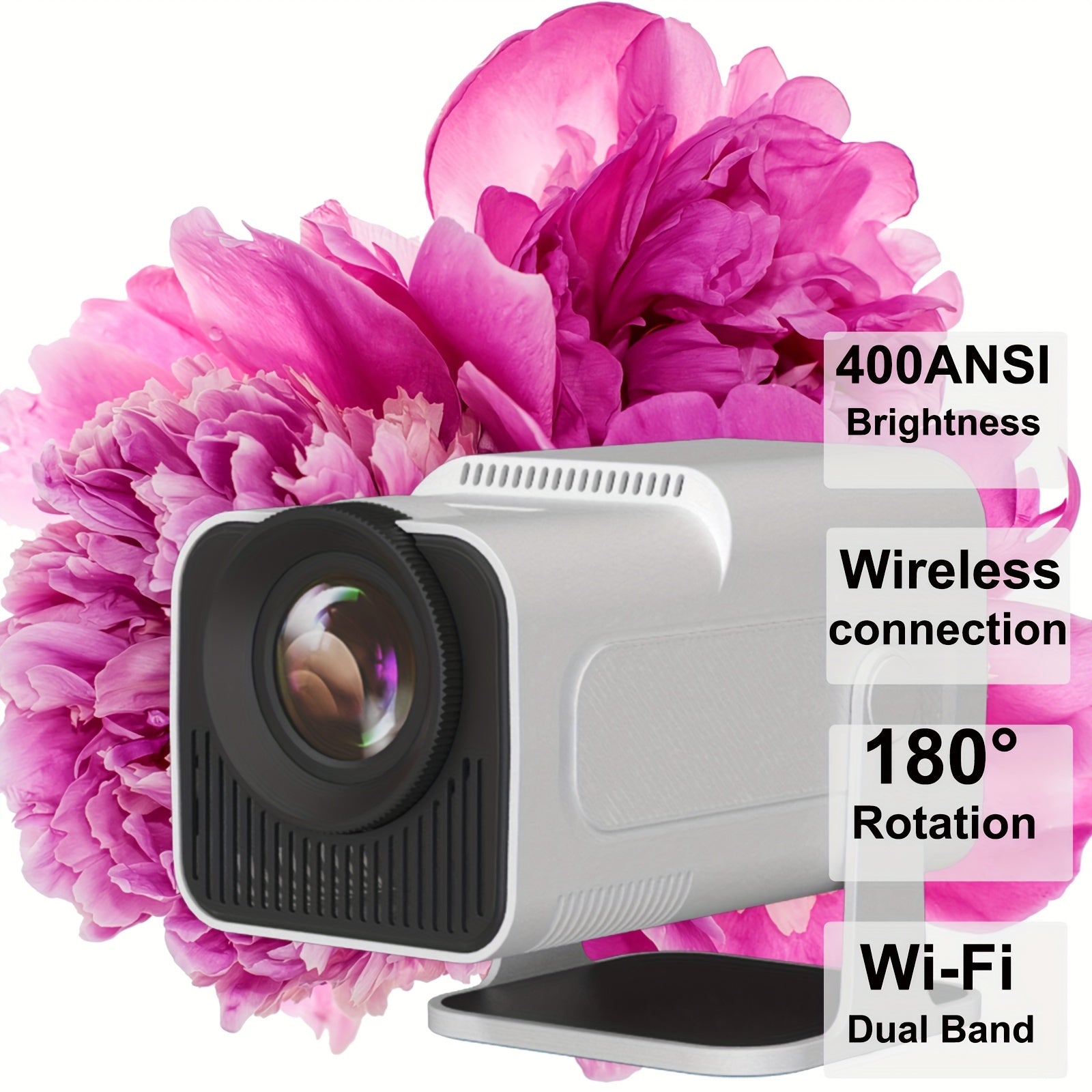 Portativ 4K 1080P Wi-Fi aqlli proyektor, avtomatik keystone va 180° burilish bilan