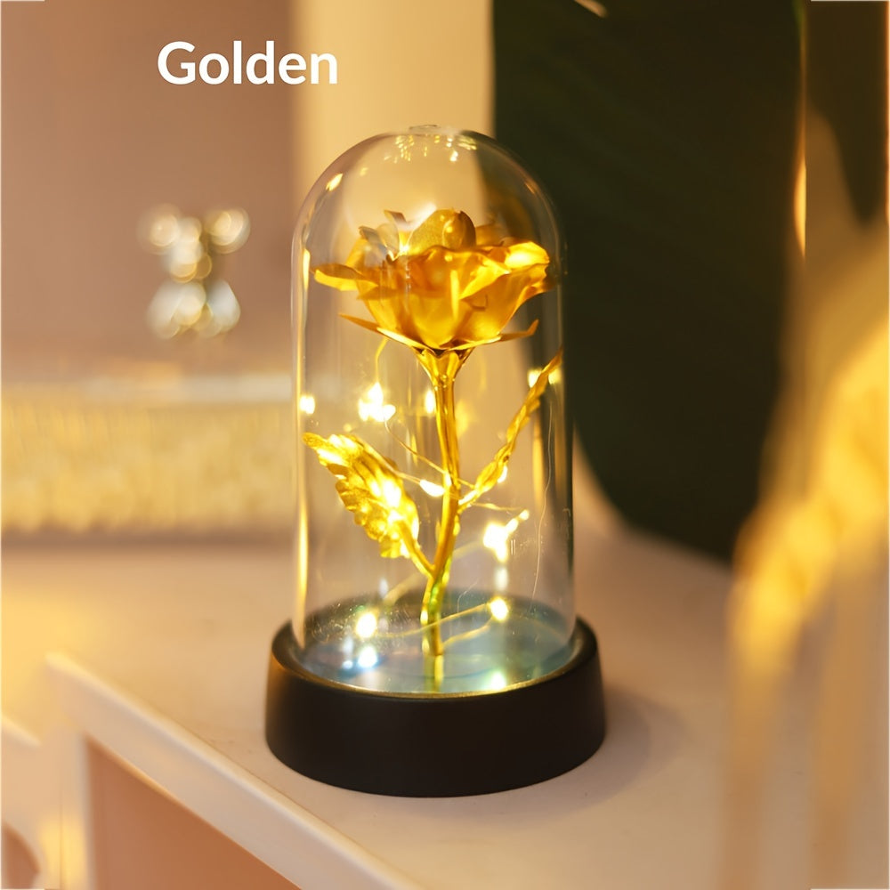 Golden Foil Rose Night Lamp Decorative Gift for Special Occasions