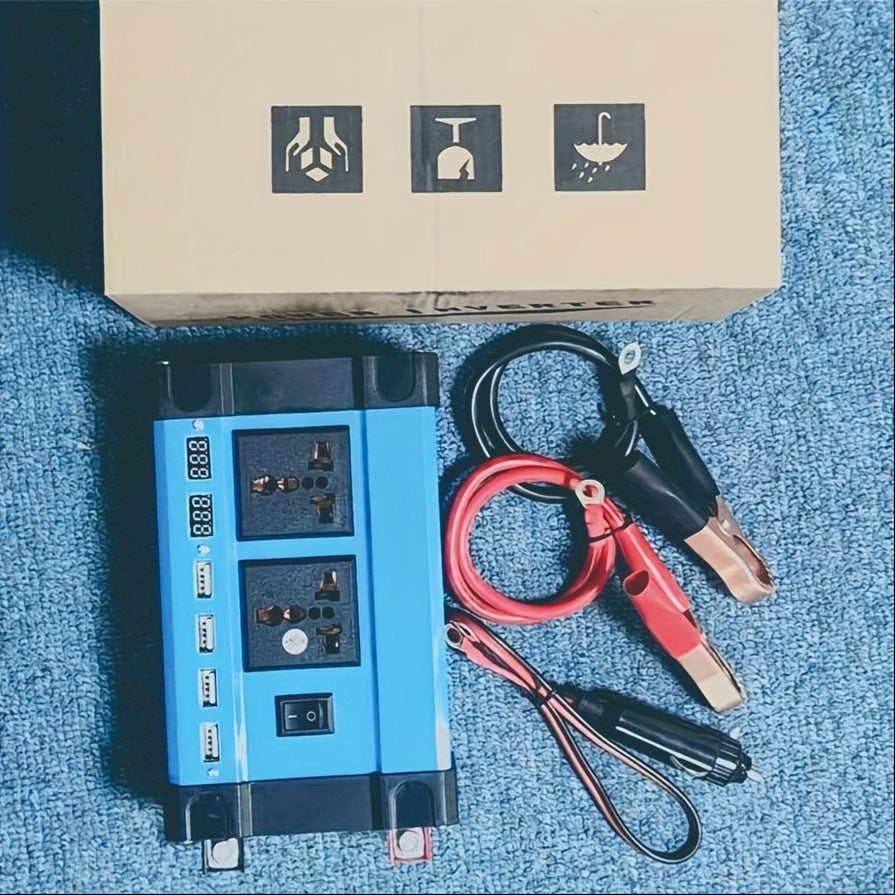 Inversor de corriente de DC12V a AC110V 300W con 4 puertos USB, enchufes universales y pantalla LED