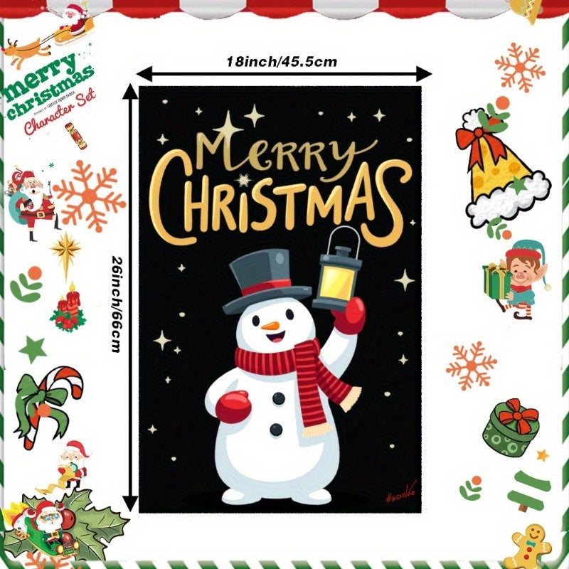 Christmas Snowflake Towel with Snowman and Deer, 18x66 cm Gift Decoration