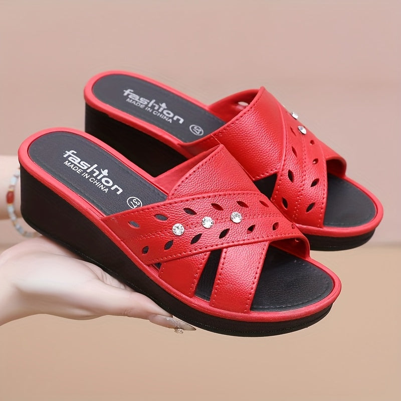 Women's Black EVA Slide Sandals Breathable Open-Toe Cushioned Slip-On