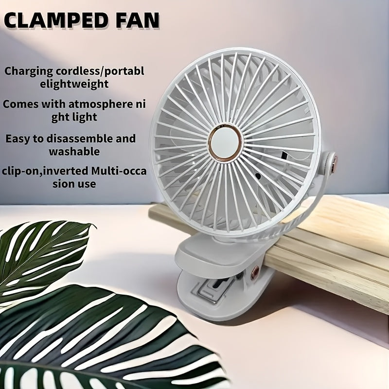 Portable Clip Fan USB Rechargeable Quiet Battery Operated for Camping Travel Desk Outdoor