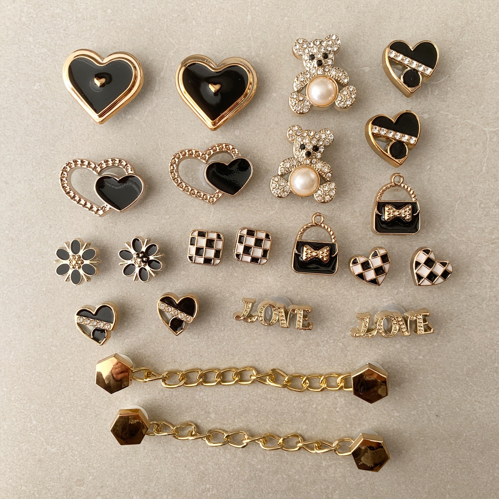 Kids Shoe Charms Set Bear Love Detachable DIY Accessories 22pcs