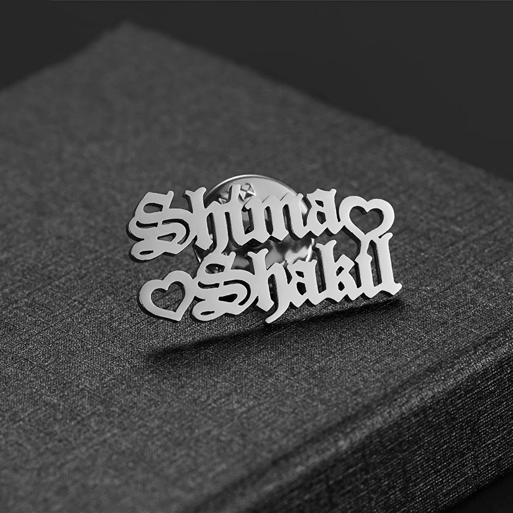 Индивидуальный брошка из нержавеющей стали с именами и цветочным дизайном для женщин