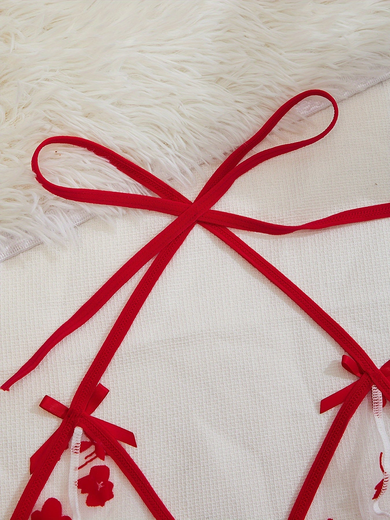 Women's Floral Mesh Lingerie Set with Deep V Slip Dress and Thong