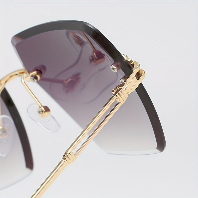 Square Rimless Sunglasses Women Gradient Lenses Casual Beach Party