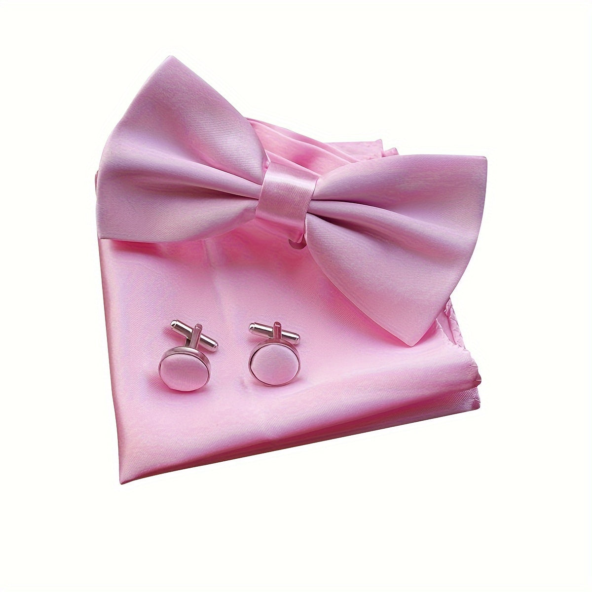 Conjunto de pajarita y gemelos de poliéster trenzado para hombres, ideal para bodas y eventos formales