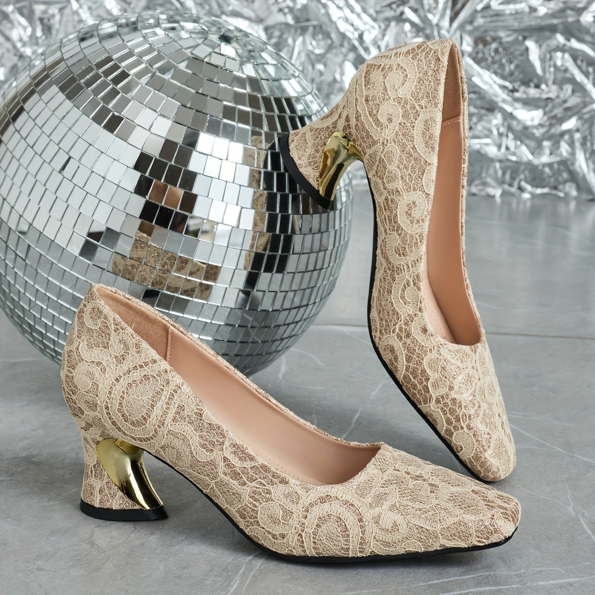 Women's Square Toe Stiletto Pump with Fabric Upper and TPU Sole