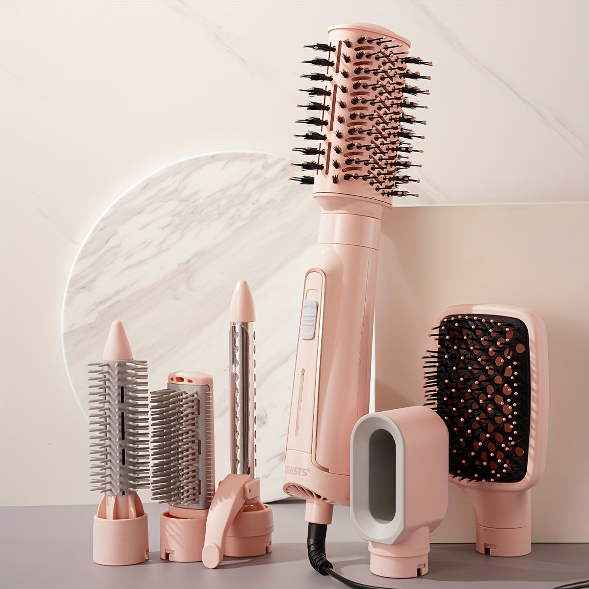 6-in-1 Soch styling to'plami 1200W issiq shamol cho'tkasi tekis temir burilish tayoqchasi tekislashtiruvchi Evropa rozetkasi