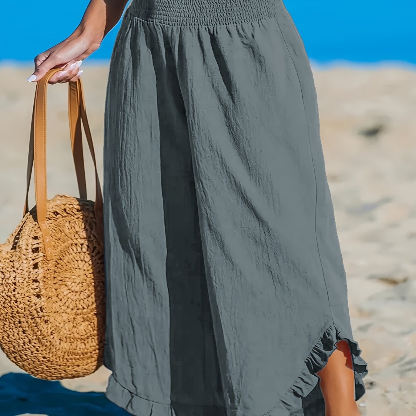 Plus Size Women's Flared Pants With Elastic Waist and Irregular Cutout