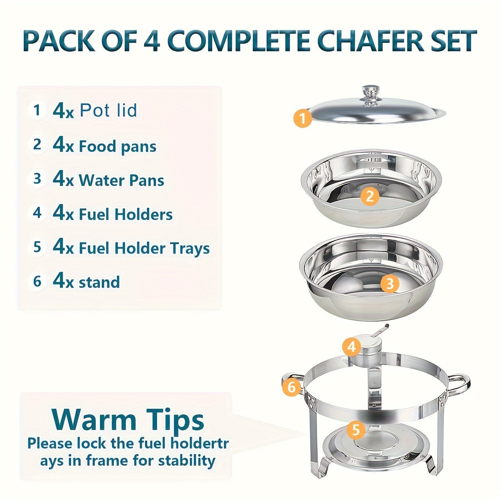 Set of Two Golden Stainless Steel Chafing Dishes with Lids for Catering and Events