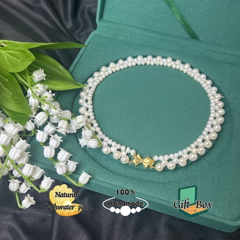 Zarif Shirin Su Pearl Qatlamli Marjon - Frantsuz Nafisligi va Ko'p Qirralilik. Ideal Onalar Kuni Hediye yoki Partiya Aksessuari