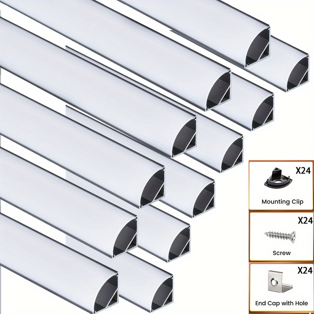 12-Pack LED Channel System with Cover for 10mm and 12mm Strip Lights Includes Diffuser and Hardware