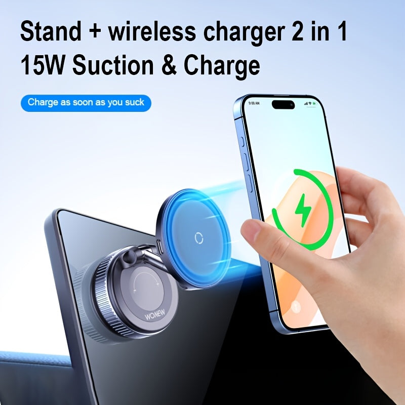 Magnetic Phone Mount ABS Material 360° Rotatable Wireless Charging Car Travel