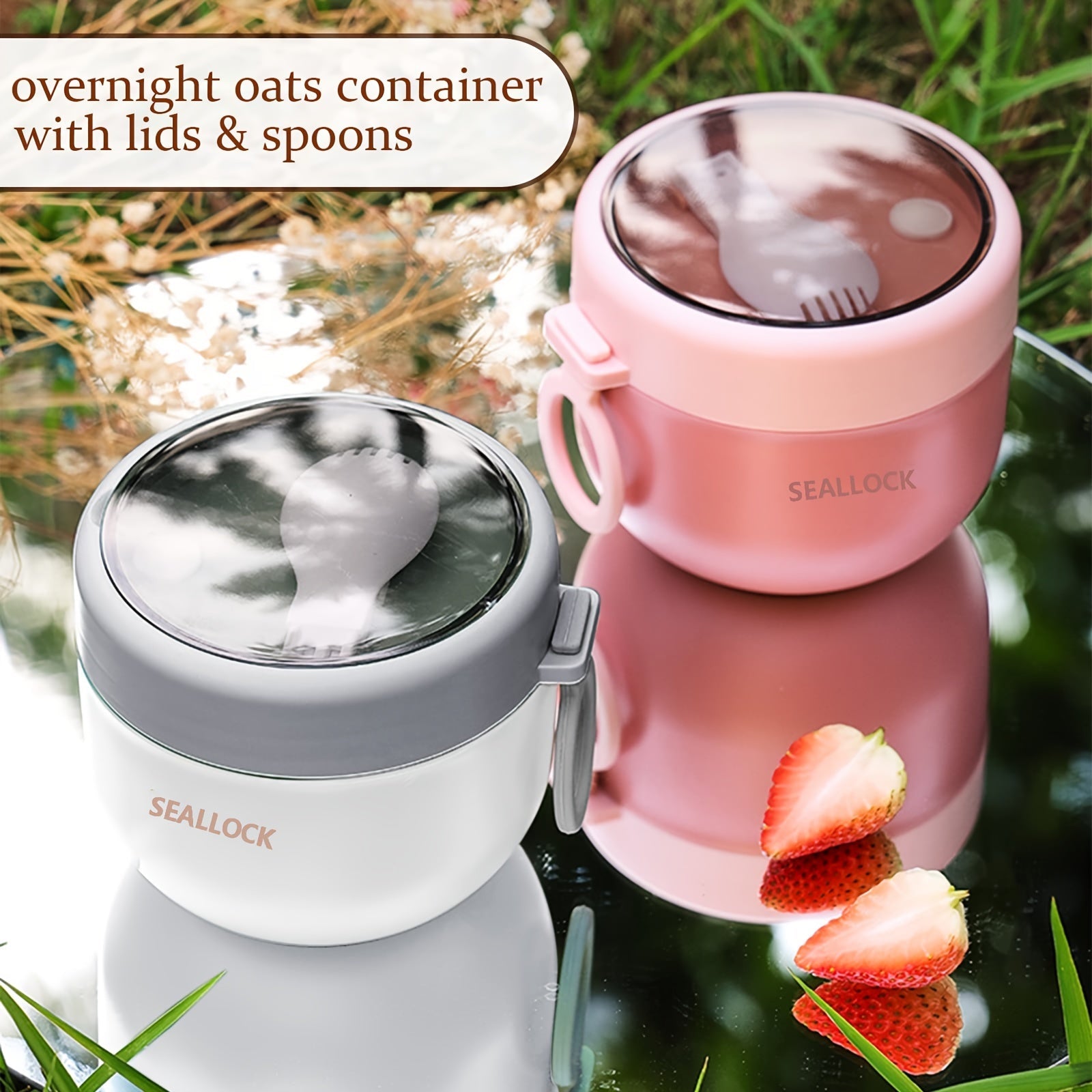 20oz Leak-Proof Plastic Oatmeal and Yogurt Storage Containers with Lids and Spoon