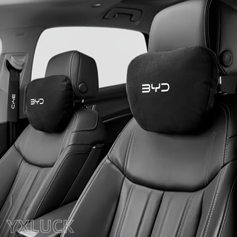 Car Seat Headrest and Shoulder Belt Cover Set Breathable Comfortable Neck Support