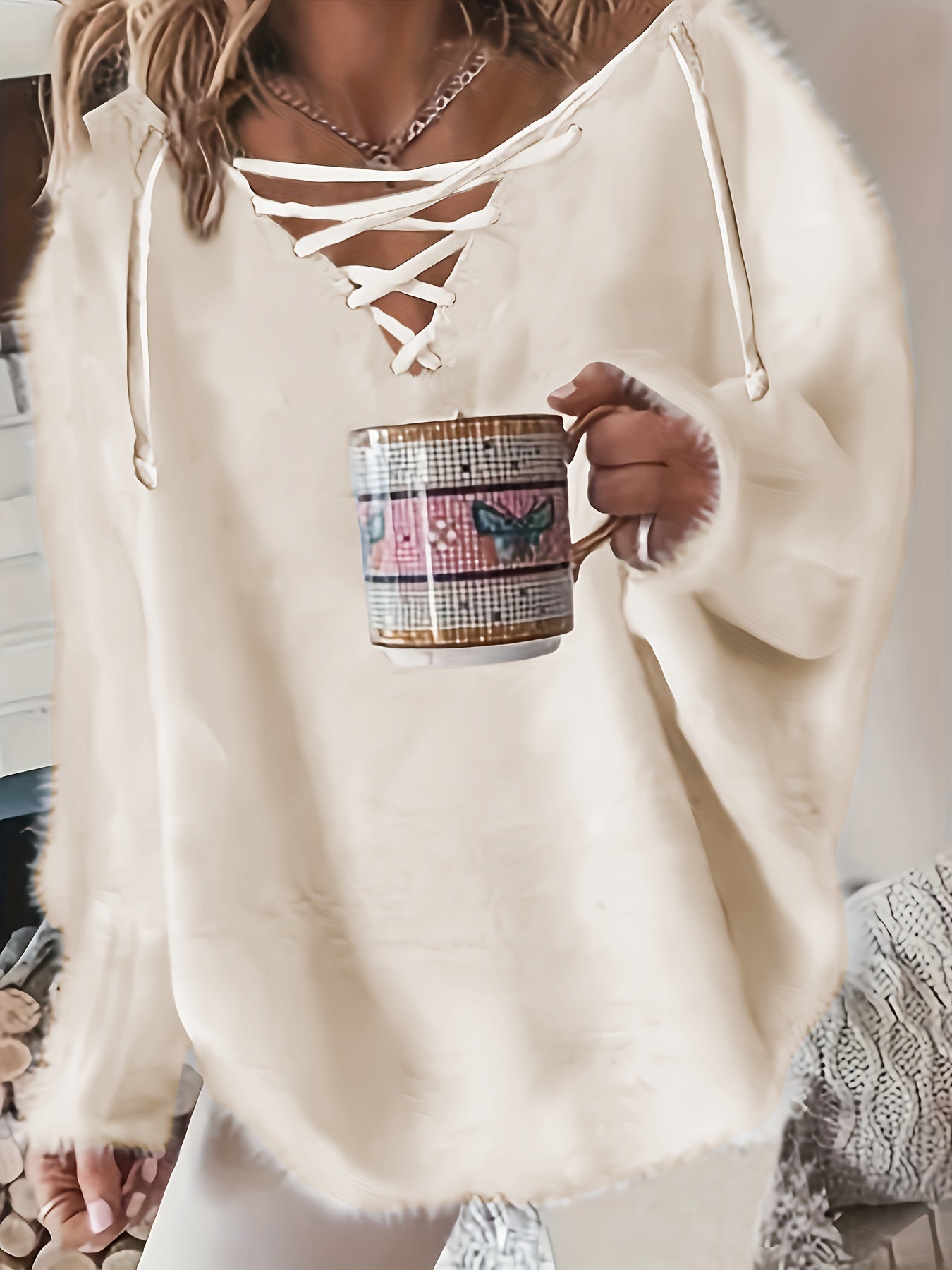 Plus Size Women's V-Neck Batwing Sleeve Sweater Black All-Season Cozy Pullover