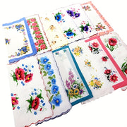 Men's Cotton Handkerchiefs Set of 12 Floral Design 28cm