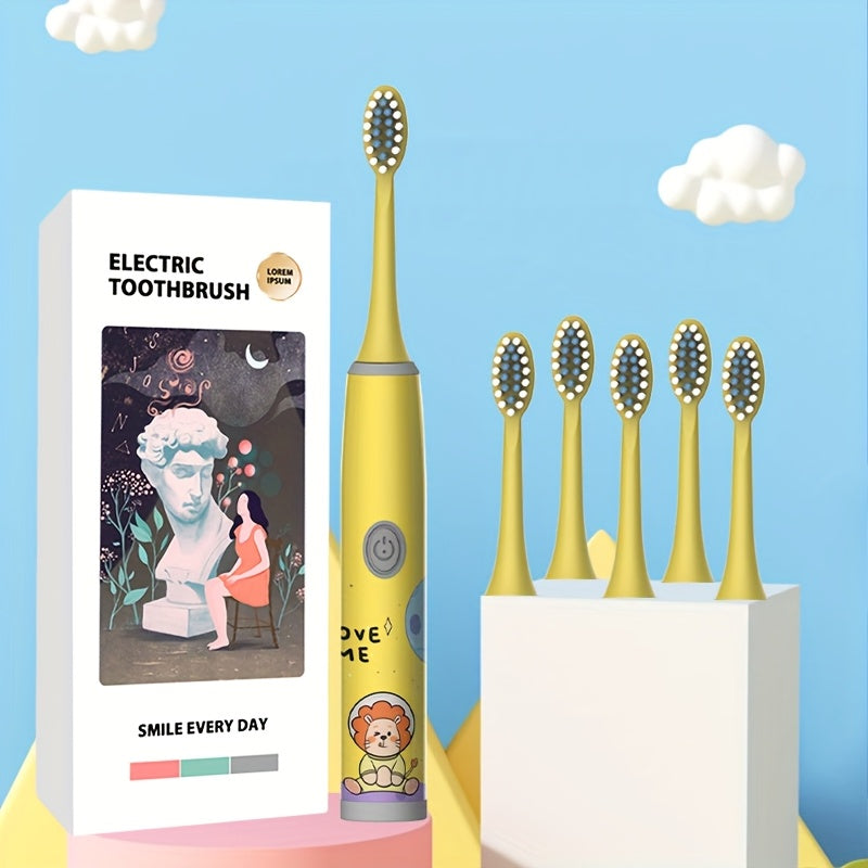 Kids Electric Toothbrush with 2-6 Brush Heads Soft Bristles Space Series