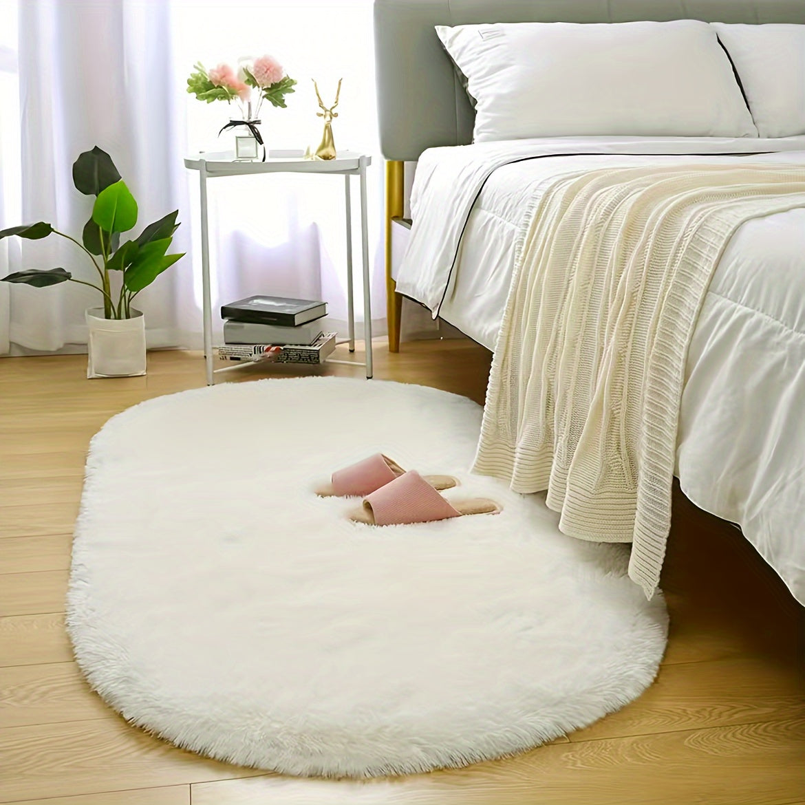 Soft Plush Shag Area Rug Non-Slip Fade-Resistant Machine Washable for Living Room Bedroom