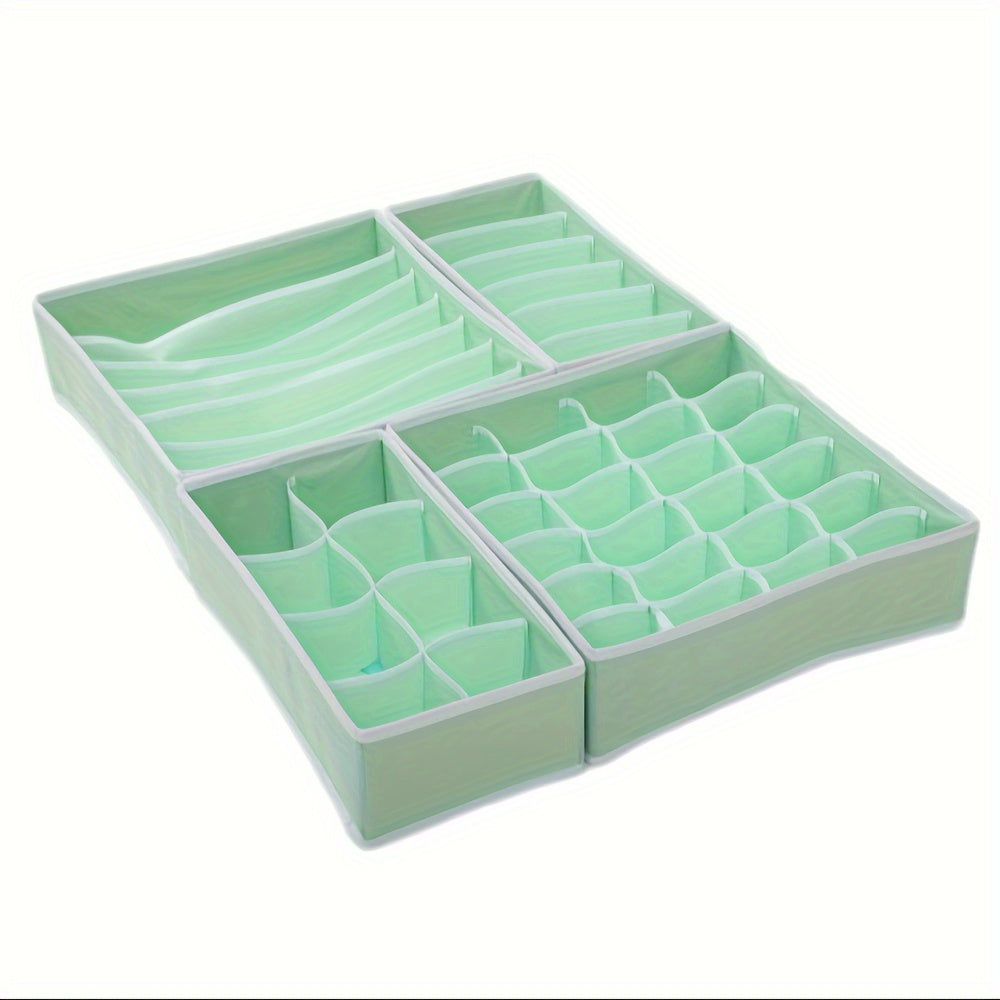 Набор из 4 розовых тканевых разделителей для ящиков для организации гардероба, регулируемый, экономящий пространство для хранения