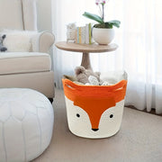 Large Cotton Rope Storage Basket for Clothes with Fox Design