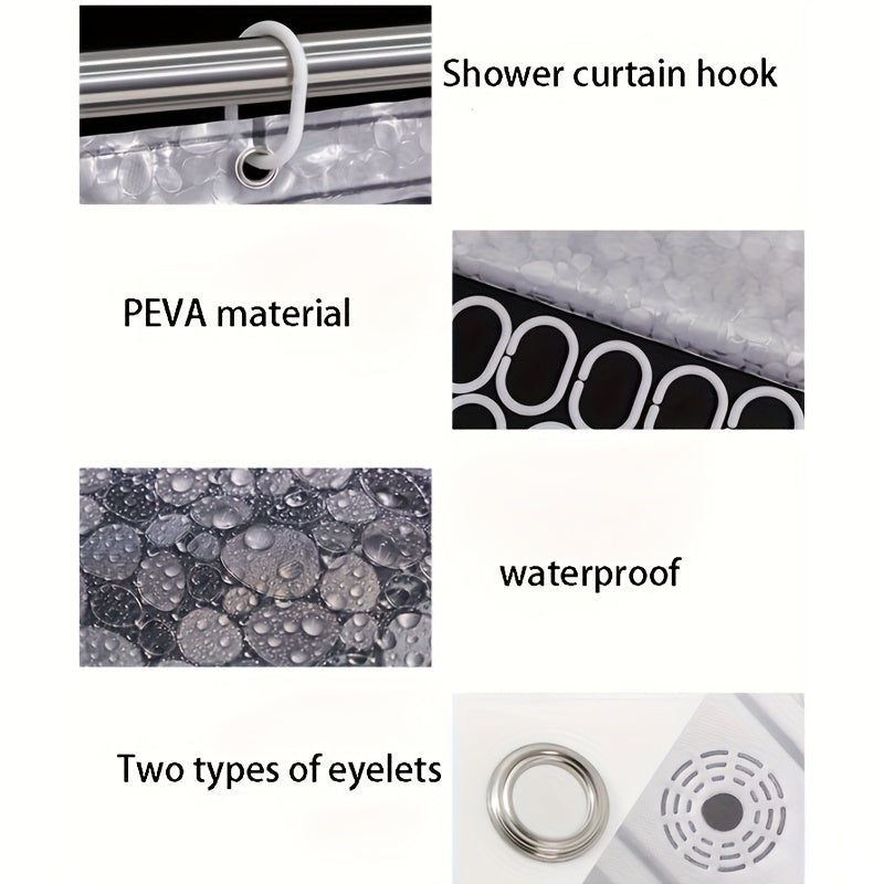 Waterproof Shower Curtain with Magnets and Hooks, Easy to Clean, Suitable for All Seasons