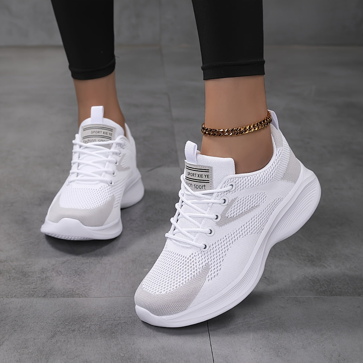 Women's Lightweight Air Cushion Sneakers Breathable Knit White Mint Green Casual Shoes