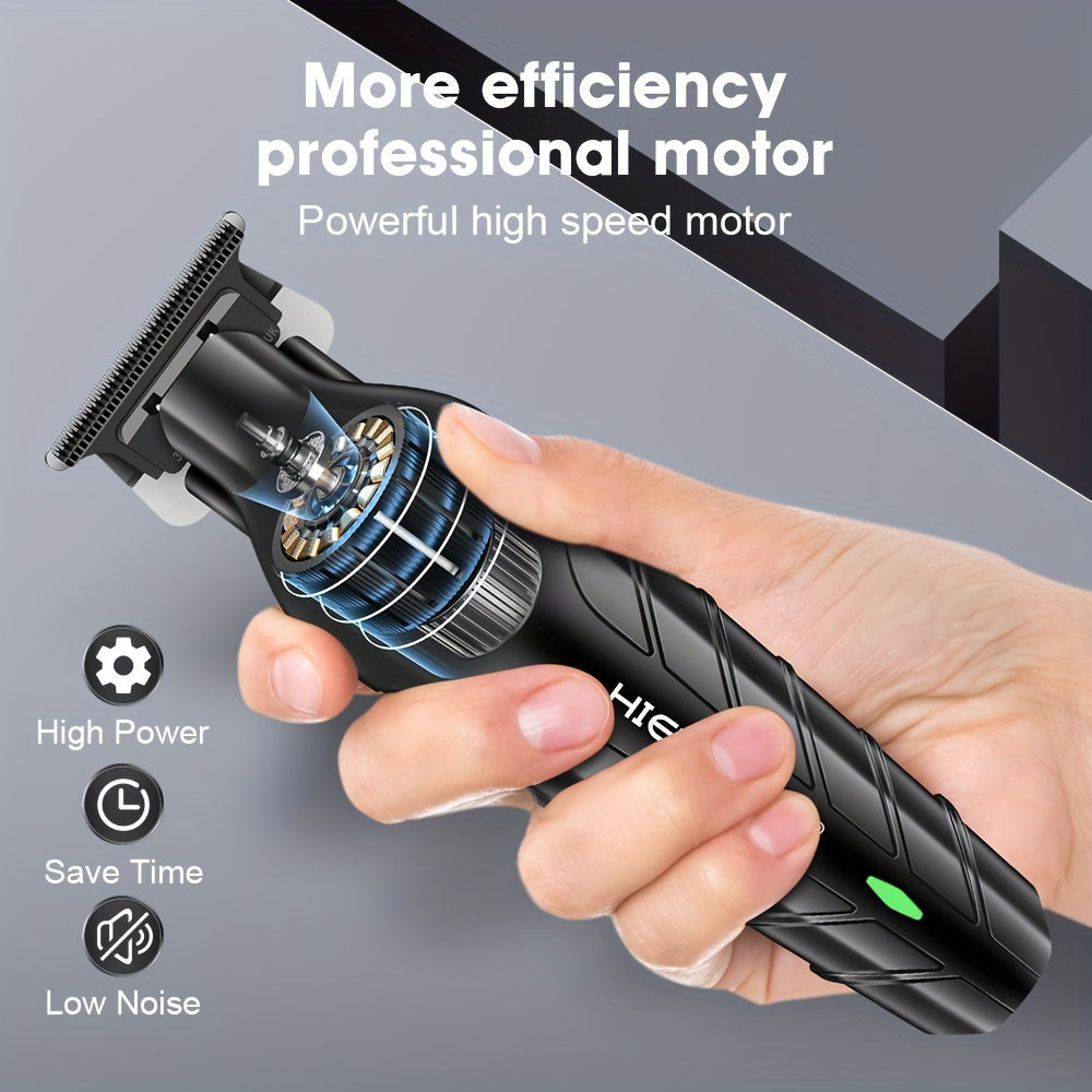 Erkaklar uchun LCD displeyli elektr soch kesish to'plami, T-pichoq, USB orqali zaryadlanadigan, litiy batareya, bir nechta taroq qo'shimchalari - Ideal sovg'a