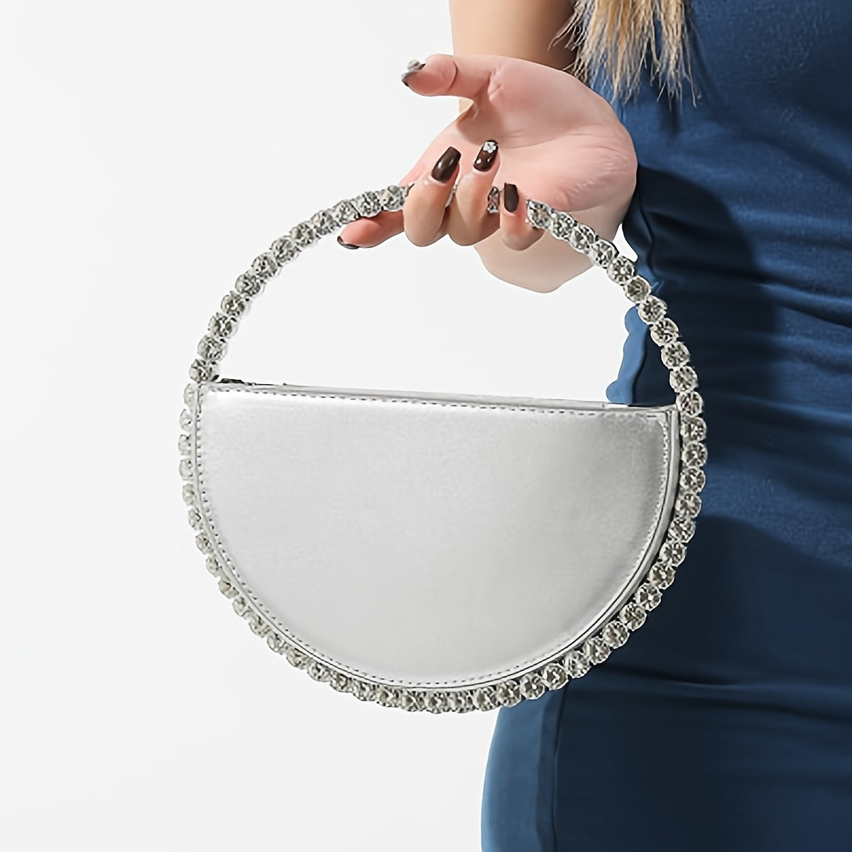 Luxury Evening Purse with Flower Rhinestones Hollow Out Clutch Bag for Wedding Prom Cocktail Party