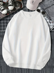 Men's Solid Polyester Crew Neck Sweatshirt Unisex Casual All Seasons