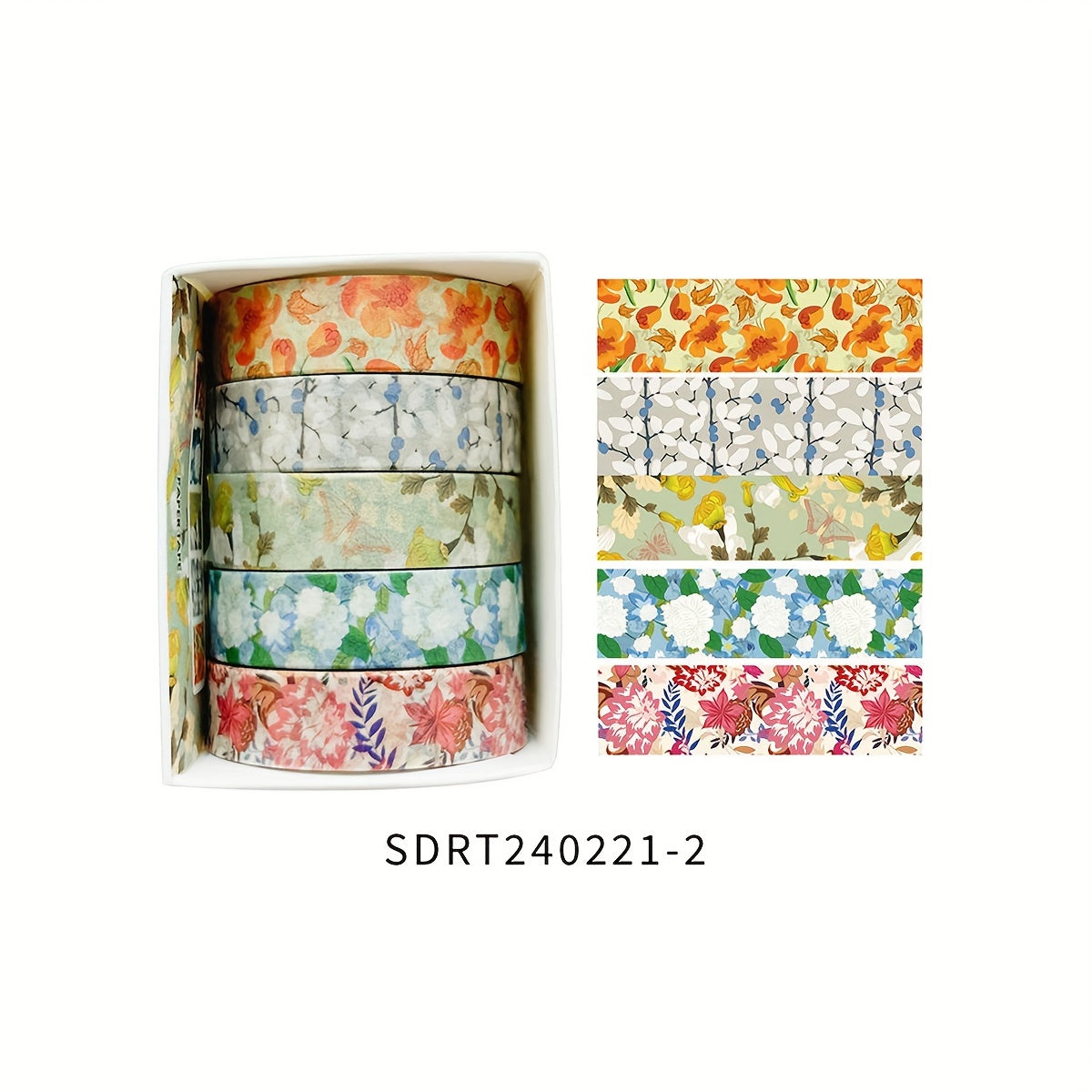 Juego de 5 rollos de cinta washi de la serie de plantas para diarios, manualidades y decoraciones