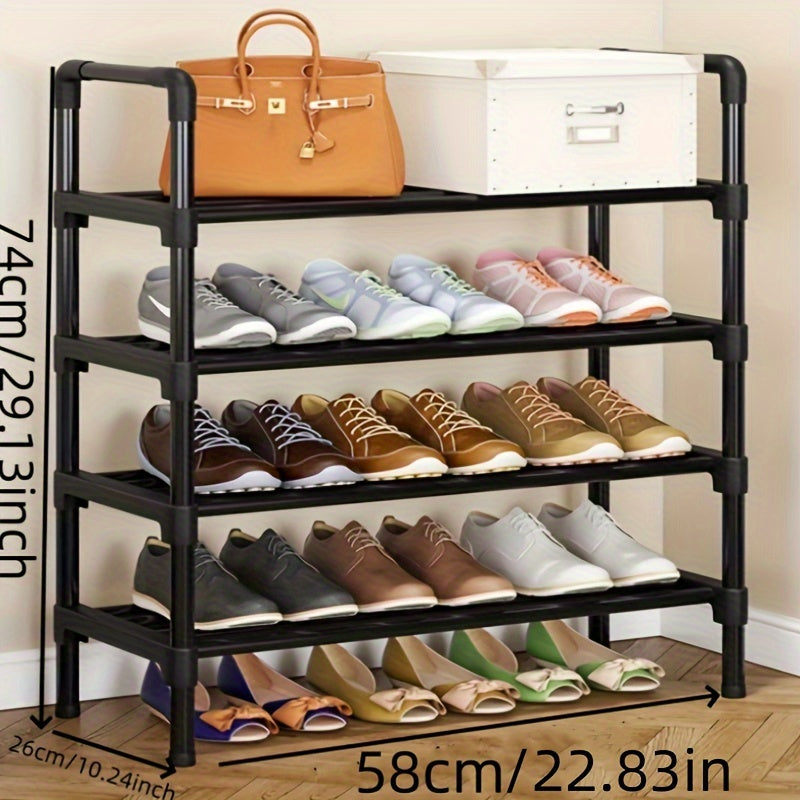 Large Black Multi-Layer Metal Shoe Rack for Entryway and Closet Storage