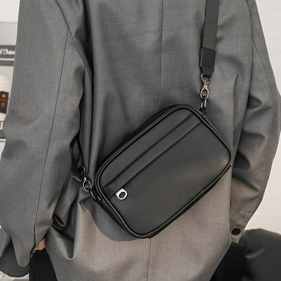 Men's Crossbody Bag Small Square PU Casual Business Travel Gift