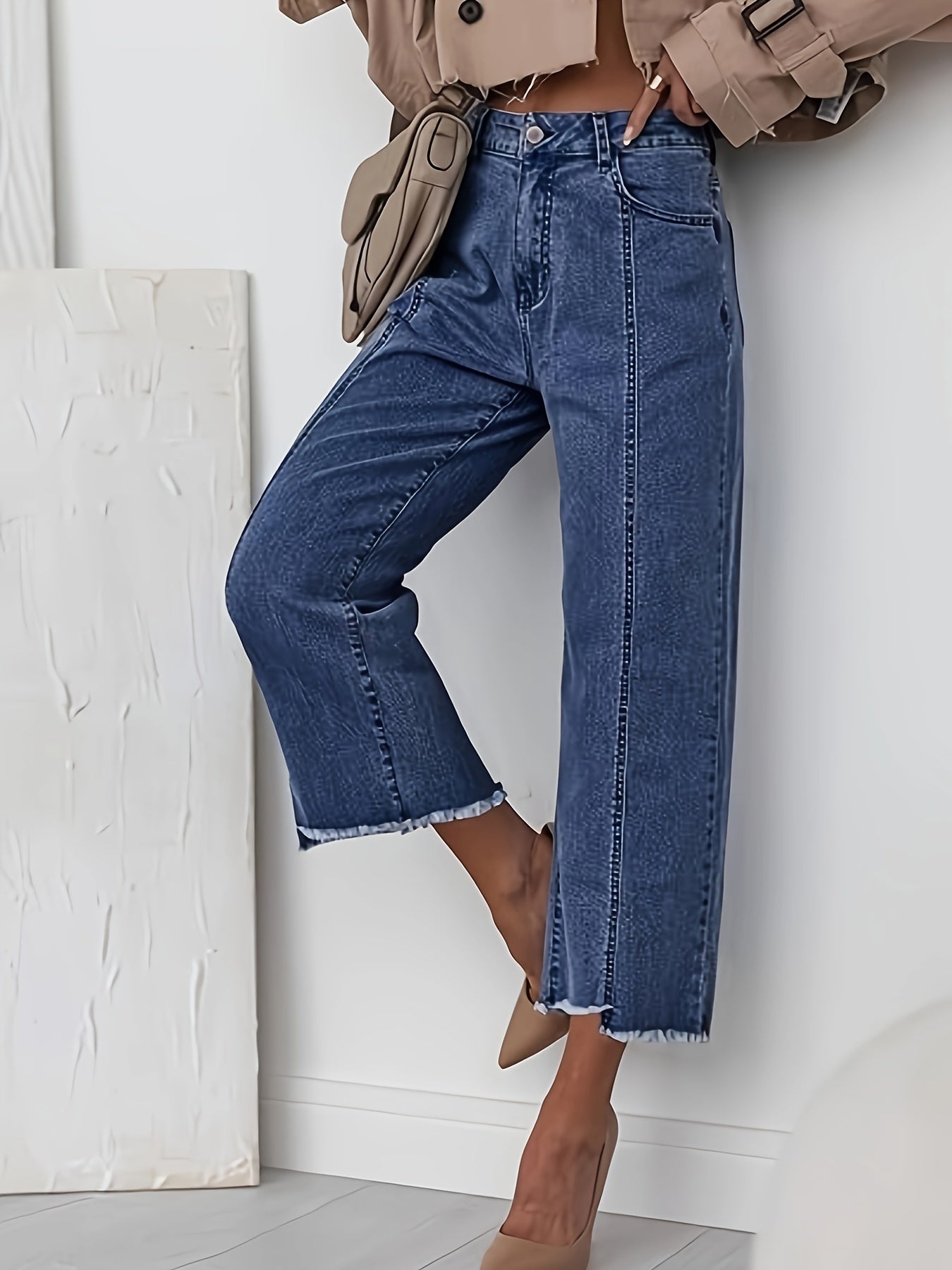 Women's Plus-Size Wide-Leg Stretch Cropped Jeans