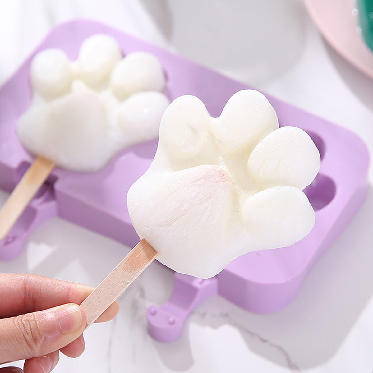 Silicone Mushuk Poyasi Muzqaymoq Qaytmasi - 1 dona, 2 bo'shliq Popsicle Qaytmasi, Uyda Muzqaymoq tayyorlash va Oshxona Ta'minotlari uchun Qopqoq bilan