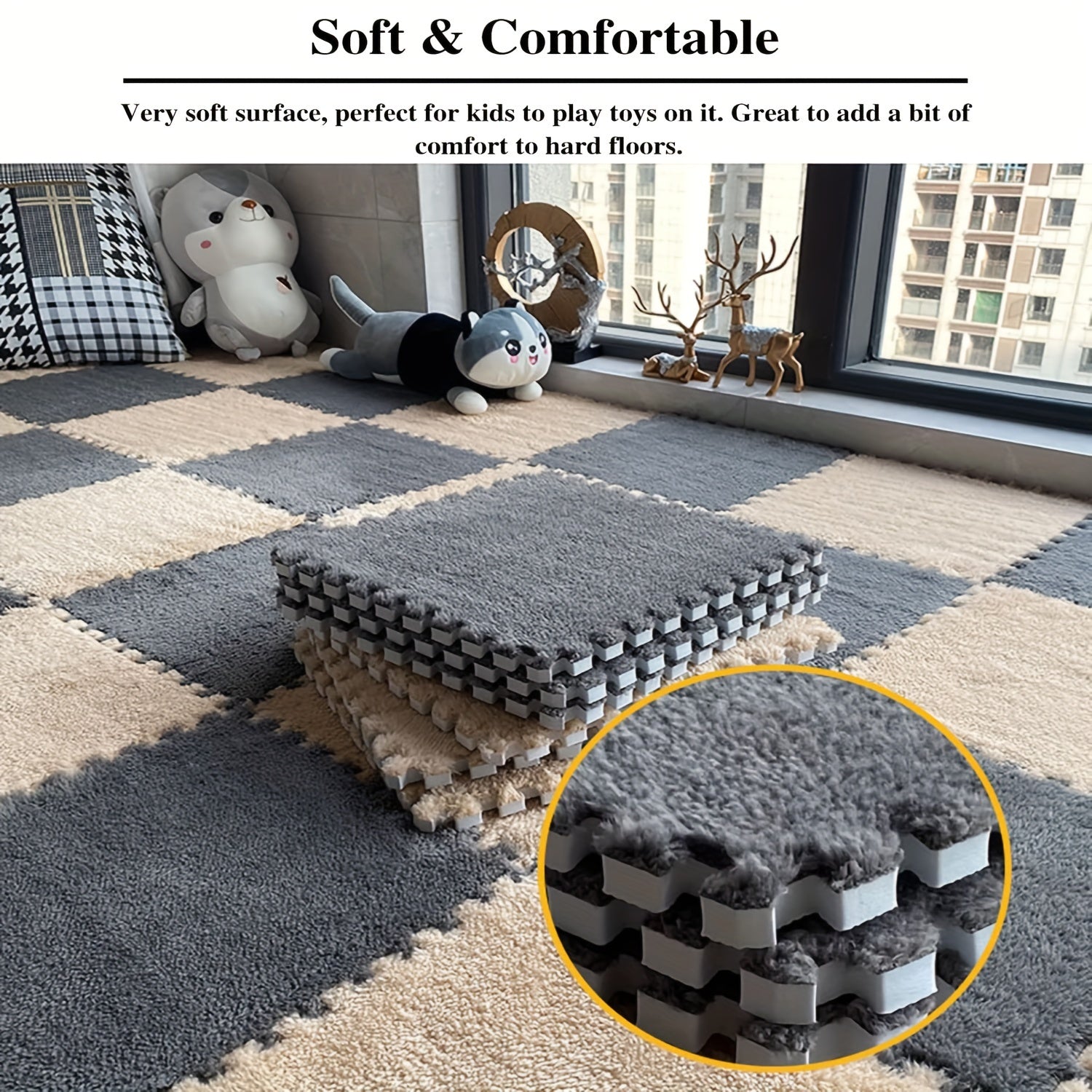 Set of 30/50 Interlocking Foam Floor Mats Square Carpet Area Rug Anti-Slip Seat Pads