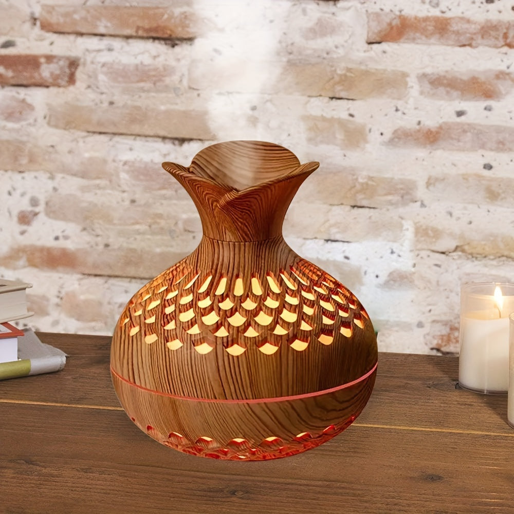Wooden Soundwave Humidifier with Essential Oil Diffuser USB Cool Mist Maker for Home