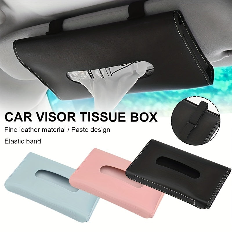 Car Interior PU Leather Tissue Box Holder Dark Blue Pink Black