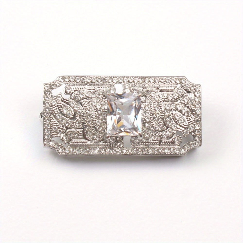 Square Rhinestone Brooch for Women Elegant Jewelry for Weddings and Parties